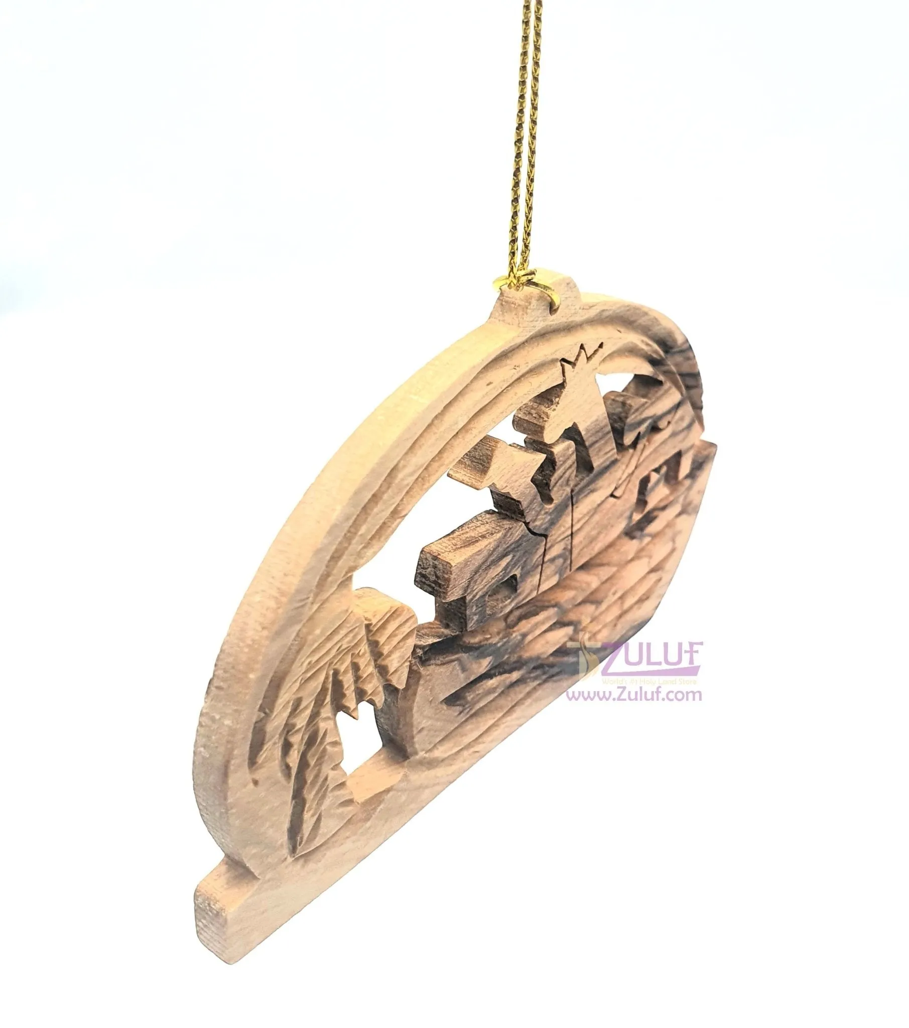 Hand-Crafted Olive Wood Noah's Ark Ornament – Cherished Christian Narrative & Ethical Fair Trade Creation - Zuluf ORN033