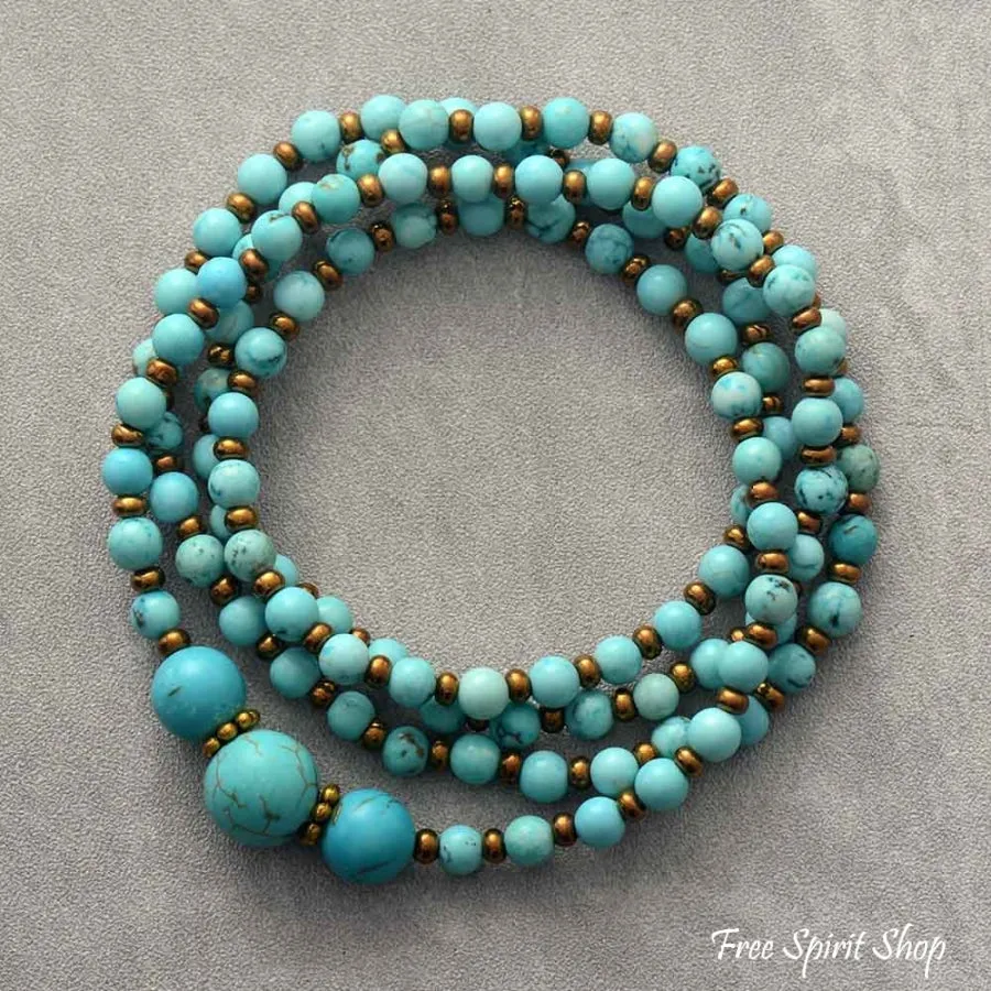 Handmade Turquoise Bead Bracelet / Necklace