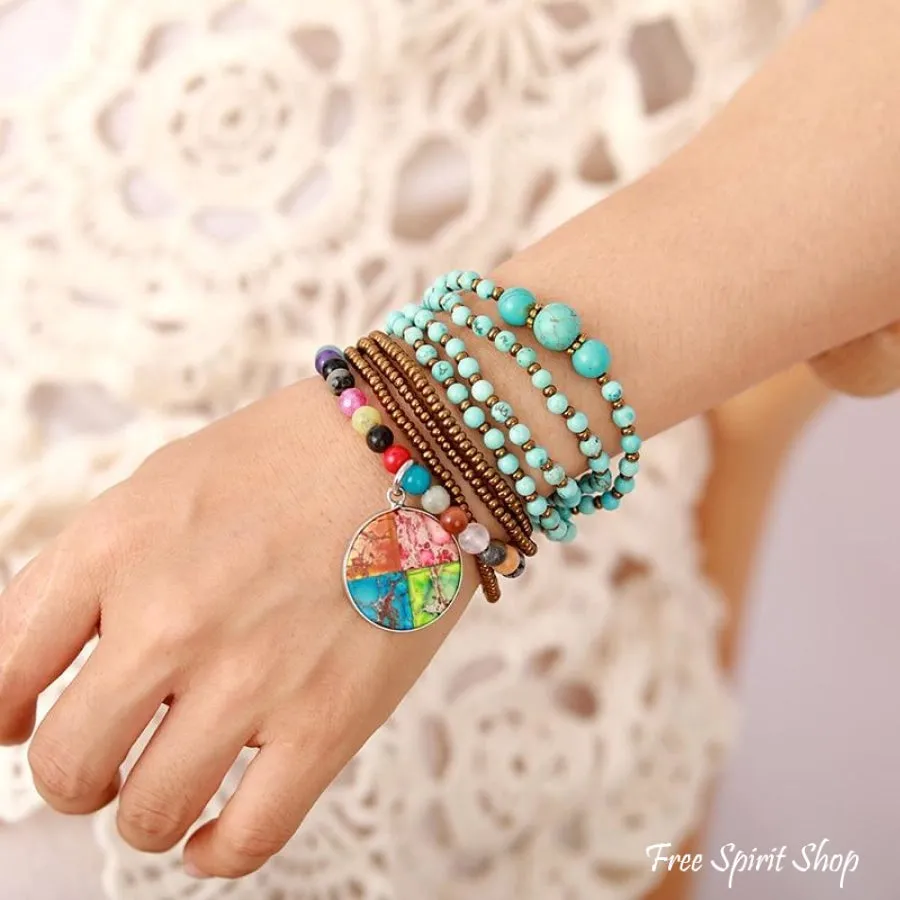 Handmade Turquoise Bead Bracelet / Necklace