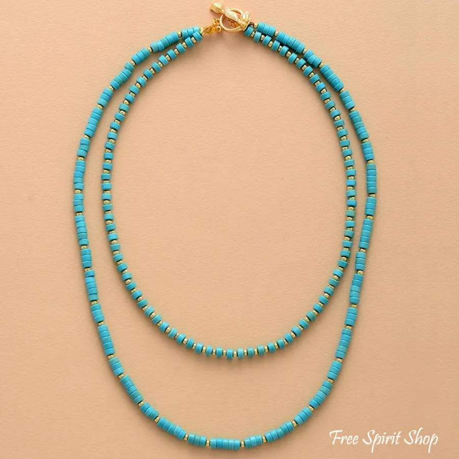 Handmade Turquoise Howlite Two Layer Necklace