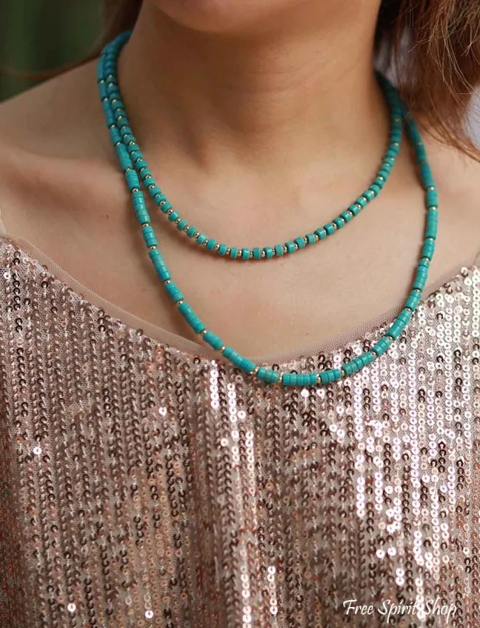 Handmade Turquoise Howlite Two Layer Necklace