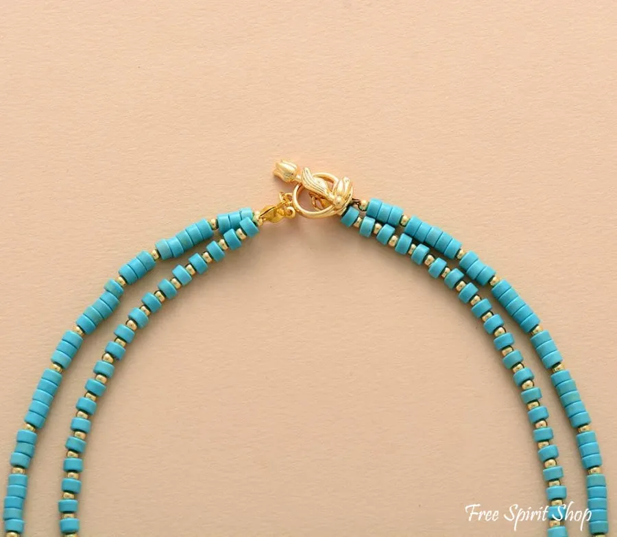 Handmade Turquoise Howlite Two Layer Necklace