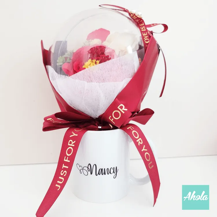 【Happy Mother's Day】Silk/Soap Flowers Bubble ball Box Cup Set 絹/香皂花氣球花配母親節快樂陶瓷杯禮袋套裝