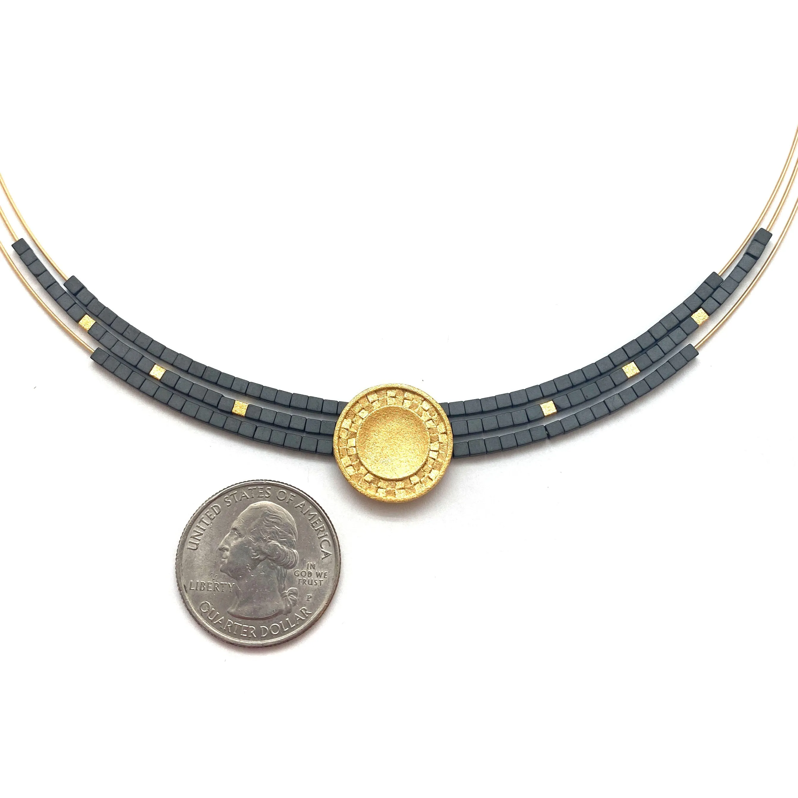 Hematite Collar Necklace - Dark Grey