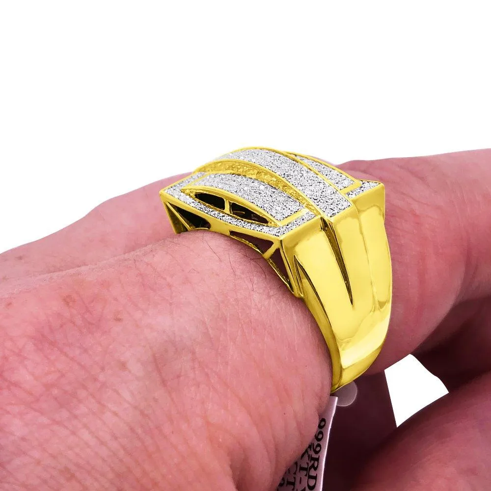 Ice Stripe Box .60cttw Diamond 10K Yellow Gold Ring