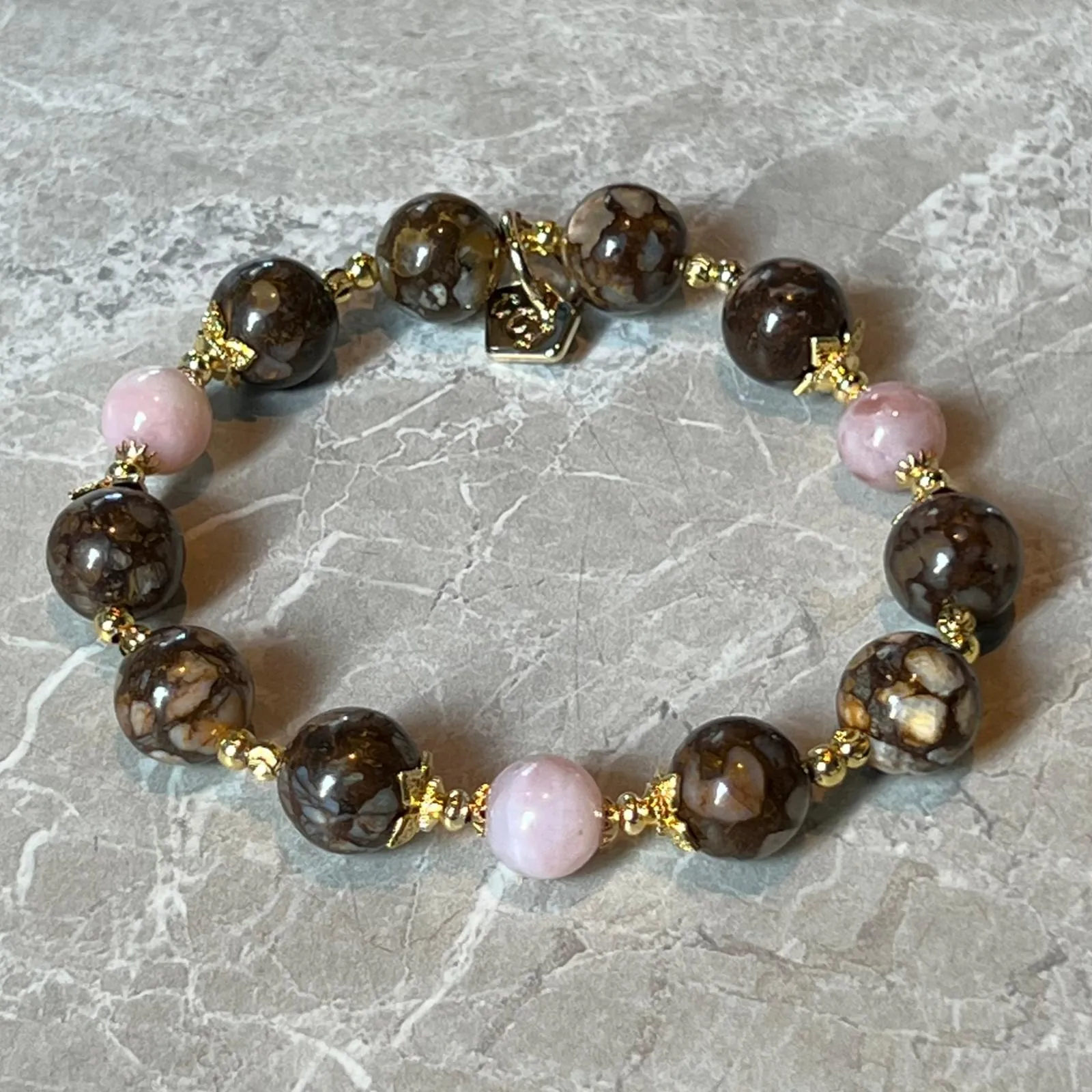 Ironstone Boulder Opal & Pink Opal Bracelet