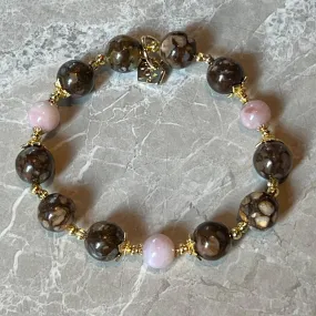 Ironstone Boulder Opal & Pink Opal Bracelet