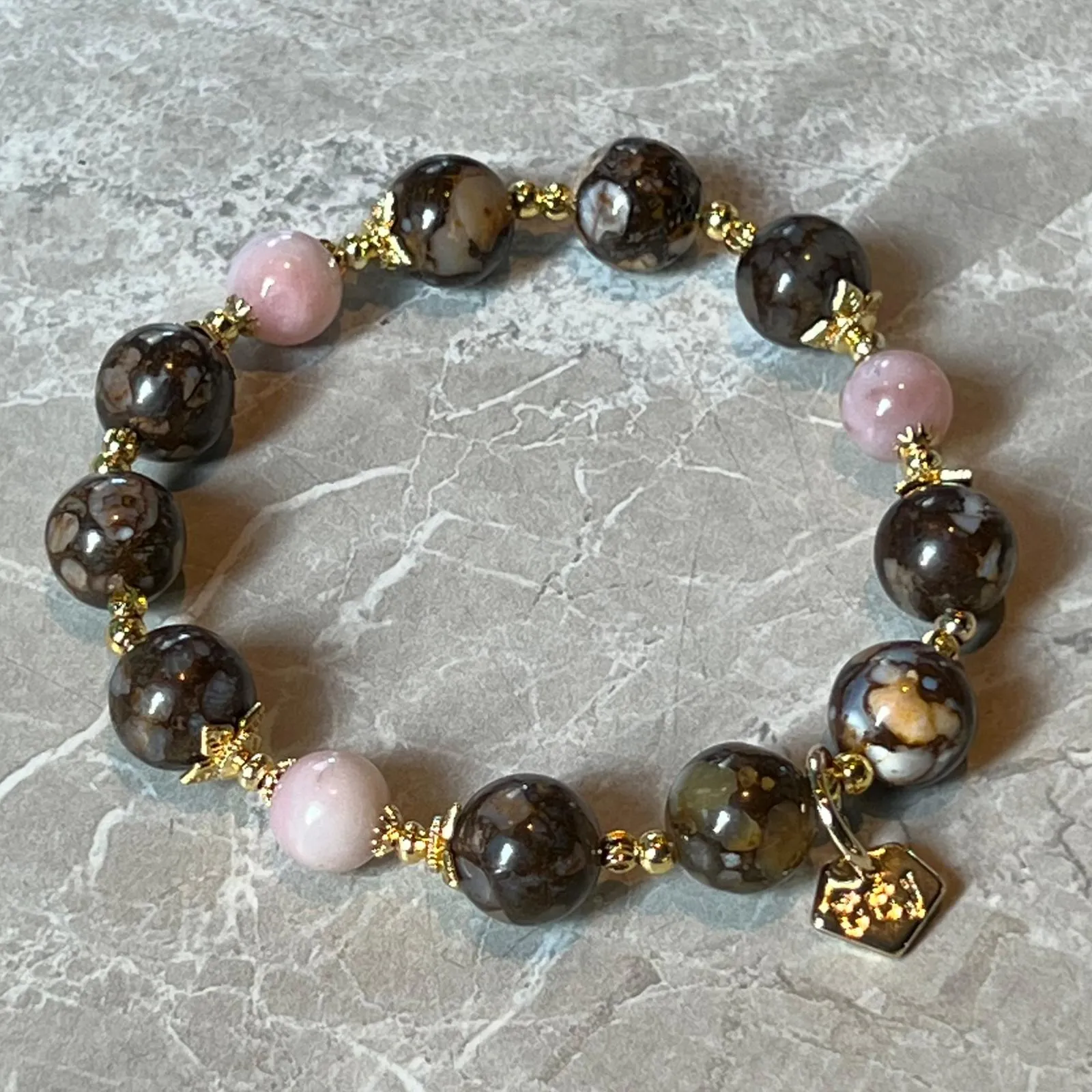 Ironstone Boulder Opal & Pink Opal Bracelet