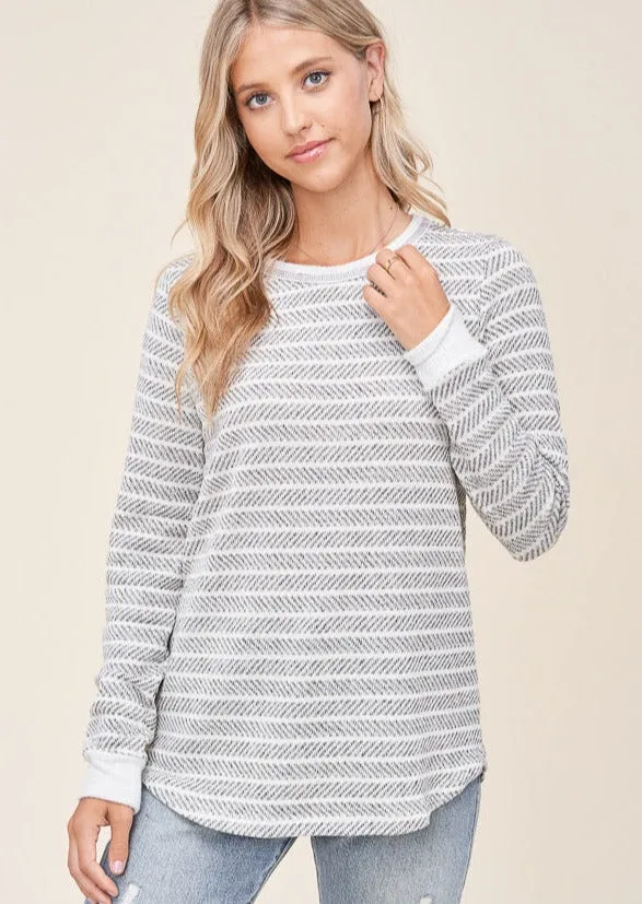 Ivory & Light Gray Patterned Top