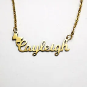 JBSA6NBG - Personalized Gold Stainless Steel Name Necklace with a Butterfly