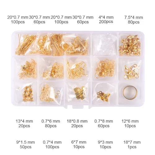 Jewelry Making Kit, Jewelry Making Findings, With Jump Ring Opener, Golden, Alloy