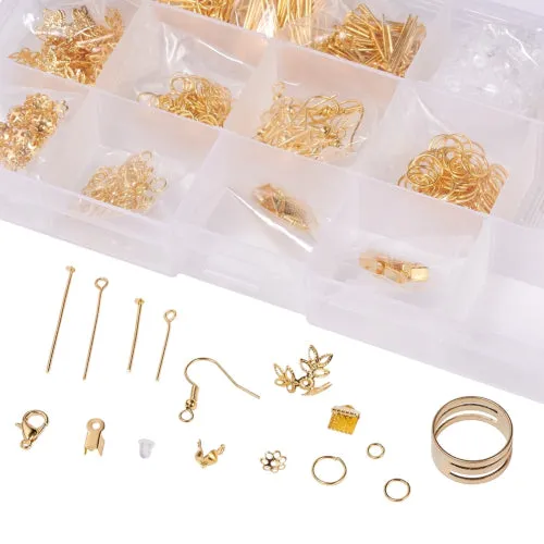 Jewelry Making Kit, Jewelry Making Findings, With Jump Ring Opener, Golden, Alloy