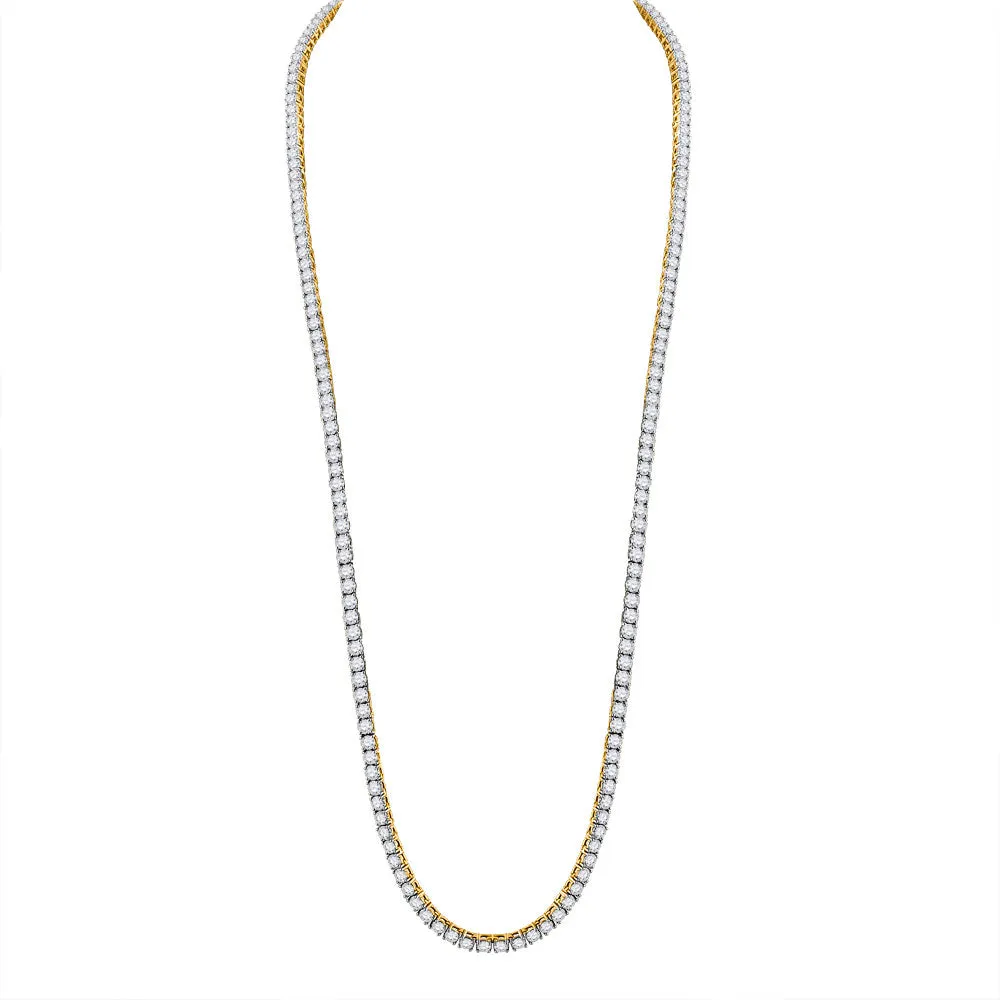 Keene Jewelers 10kt Yellow Gold Mens Round Diamond 26-inch Tennis Chain Necklace 25-3/8 Cttw