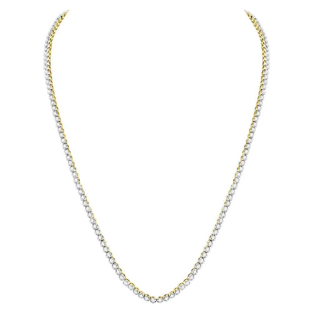 Keene Jewelers 10kt Yellow Gold Mens Round Diamond Studded 26-inch Tennis Chain Necklace 11-3/8 Cttw