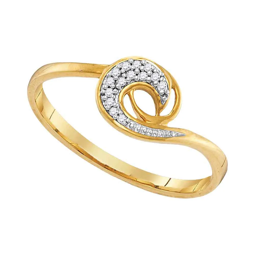 Keene Jewelers 10kt Yellow Gold Womens Round Diamond Curl Fashion Ring 1/20 Cttw