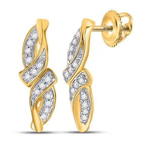 Keene Jewelers 10kt Yellow Gold Womens Round Diamond Fashion Earrings .03 Cttw