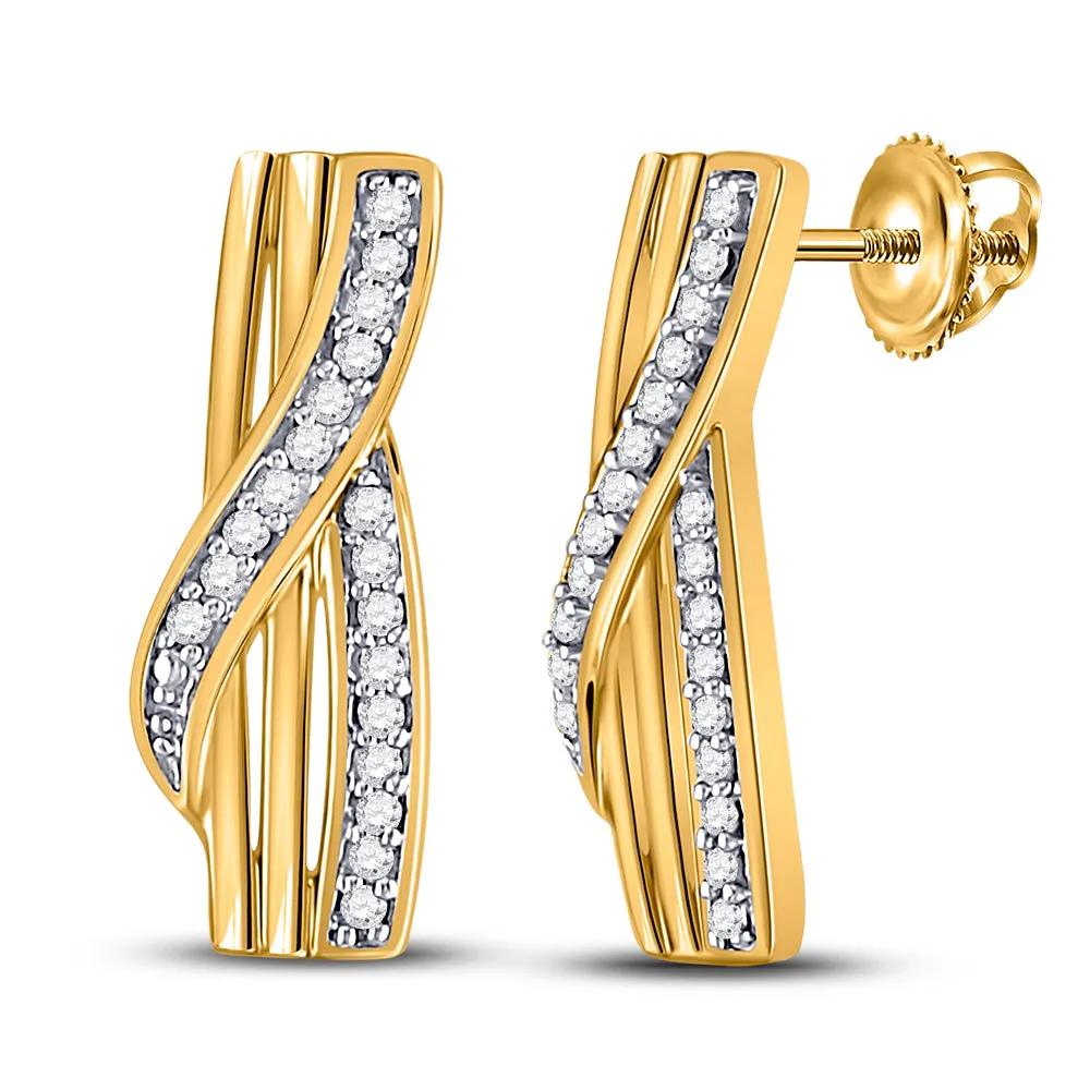 Keene Jewelers 10kt Yellow Gold Womens Round Diamond Fashion Earrings 1/20 Cttw