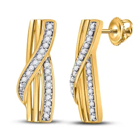 Keene Jewelers 10kt Yellow Gold Womens Round Diamond Fashion Earrings 1/20 Cttw