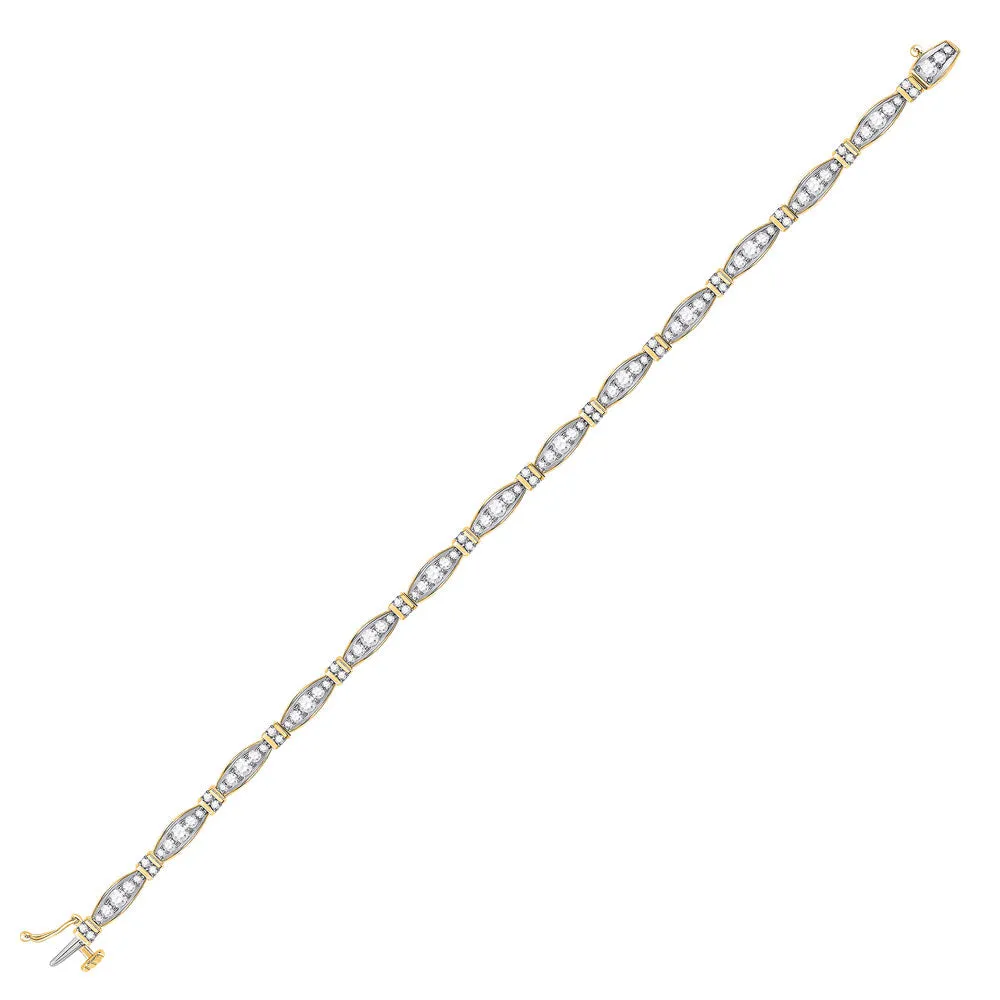 Keene Jewelers 10kt Yellow Gold Womens Round Diamond Link Fashion Bracelet 2 Cttw