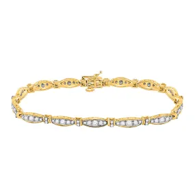 Keene Jewelers 10kt Yellow Gold Womens Round Diamond Link Fashion Bracelet 2 Cttw