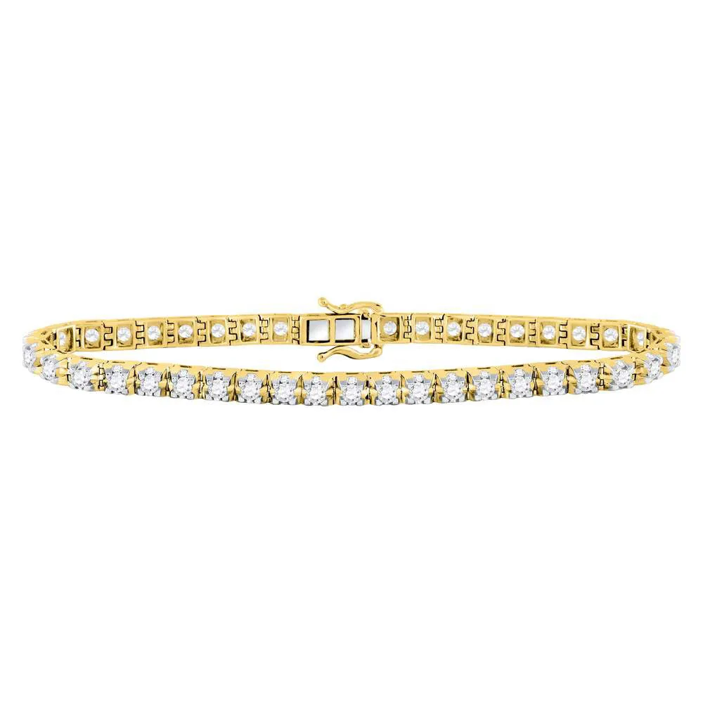 Keene Jewelers 10kt Yellow Gold Womens Round Diamond Studded Tennis Bracelet 7 Cttw