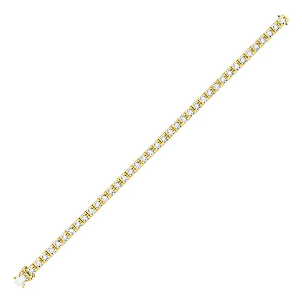 Keene Jewelers 10kt Yellow Gold Womens Round Diamond Studded Tennis Bracelet 7 Cttw