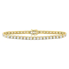 Keene Jewelers 10kt Yellow Gold Womens Round Diamond Studded Tennis Bracelet 7 Cttw