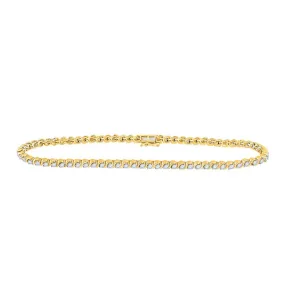 Keene Jewelers 10kt Yellow Gold Womens Round Diamond Tennis Bracelet 1 Cttw