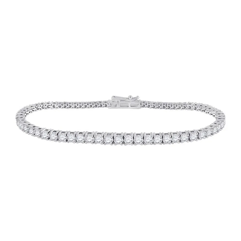 Keene Jewelers 14kt White Gold Womens Round Diamond Tennis Bracelet 3 Cttw