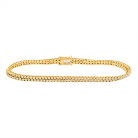 Keene Jewelers 14kt Yellow Gold Womens Round Diamond 2-Row Tennis Bracelet 1 Cttw