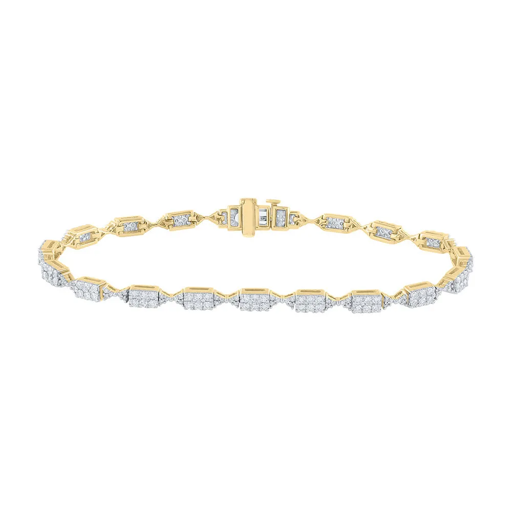 Keene Jewelers 14kt Yellow Gold Womens Round Diamond Fashion Bracelet 2 Cttw