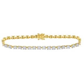 Keene Jewelers 14kt Yellow Gold Womens Round Diamond Fashion Cluster Tennis Bracelet 1-7/8 Cttw