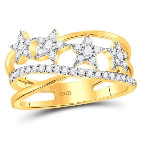 Keene Jewelers 14kt Yellow Gold Womens Round Diamond Fashion Crossover Star Ring 3/8 Cttw