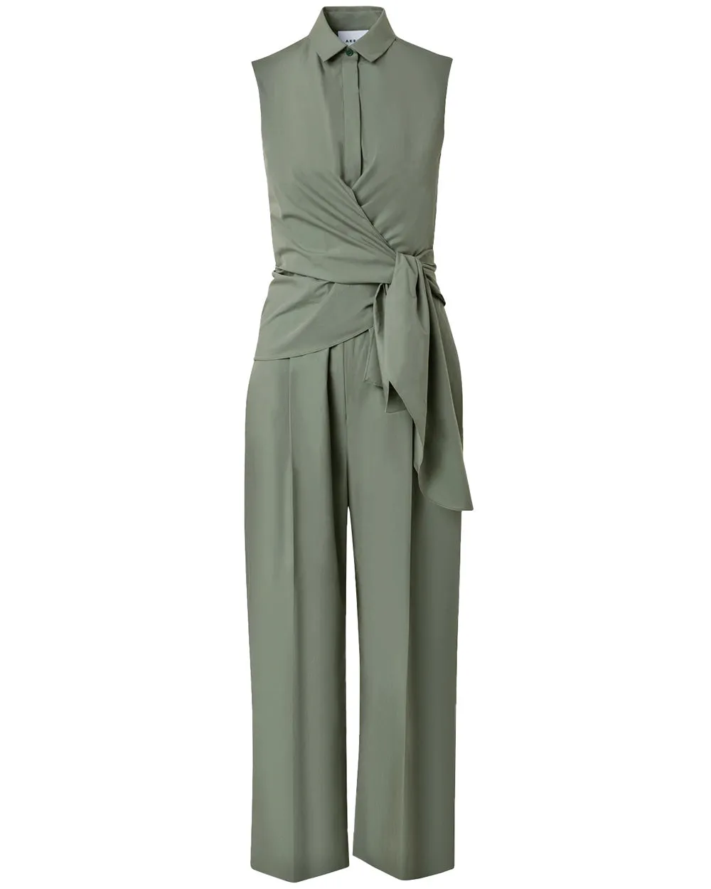 Khaki Sleeveless Wrap Jumpsuit