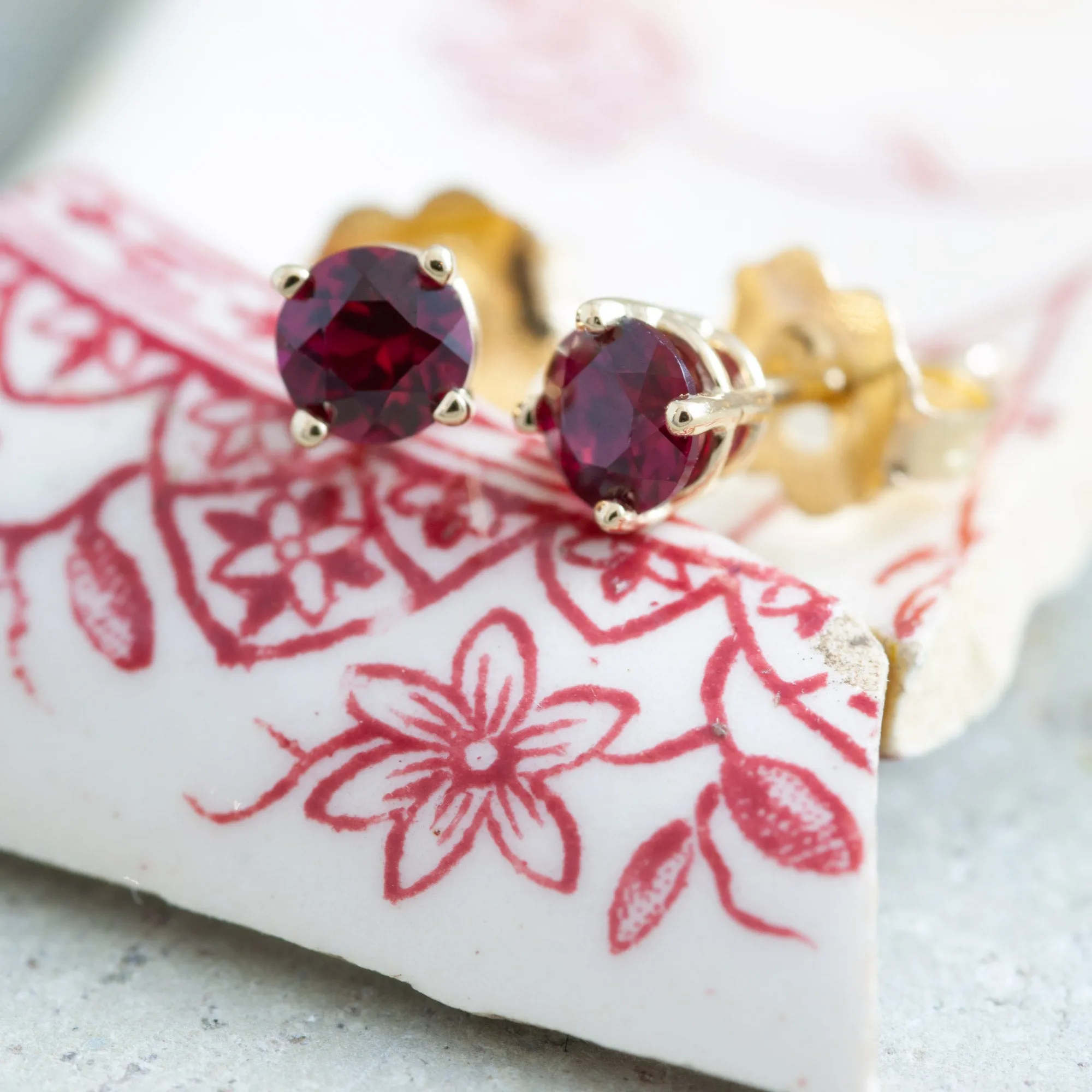 Lab Ruby Earrings