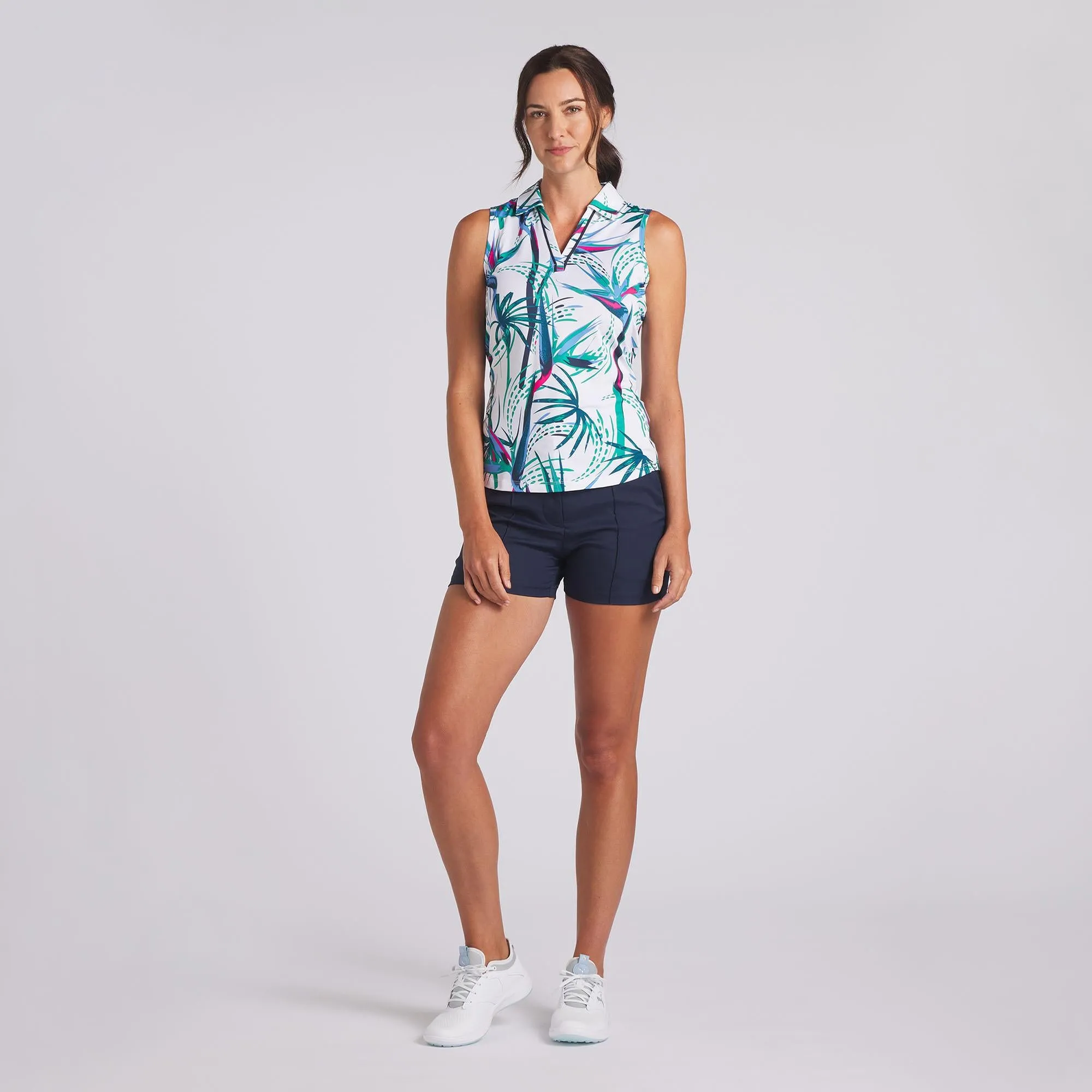 Ladies Puma Mattr Paradise Sleeveless Golf Polo White