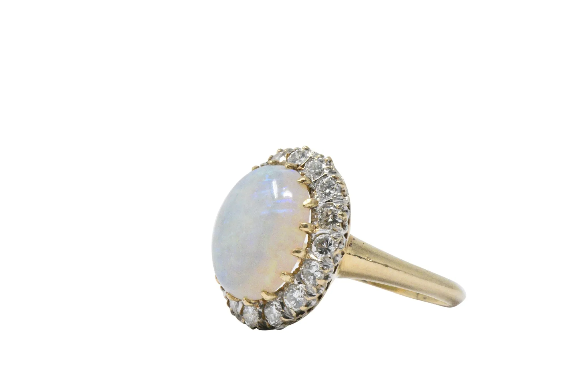 Late Victorian 0.65 CTW Diamond, Opal & 14K Gold Ring