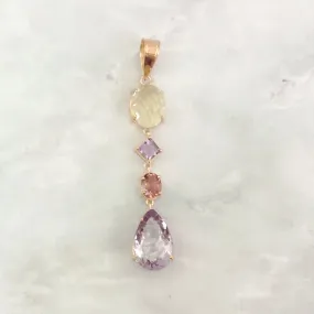 Lemon Quartz, Amethyst, Pink Tourmaline & Amethyst Pendant