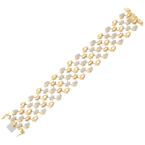 Lierre Gold and Diamond Five-Row Pear Marquise Partial Statement Link Bracelet