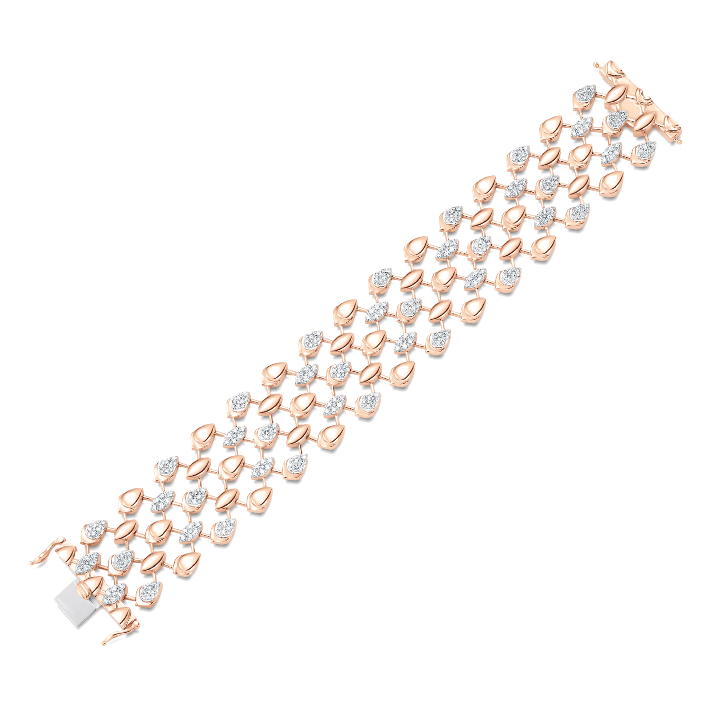 Lierre Gold and Diamond Five-Row Pear Marquise Partial Statement Link Bracelet