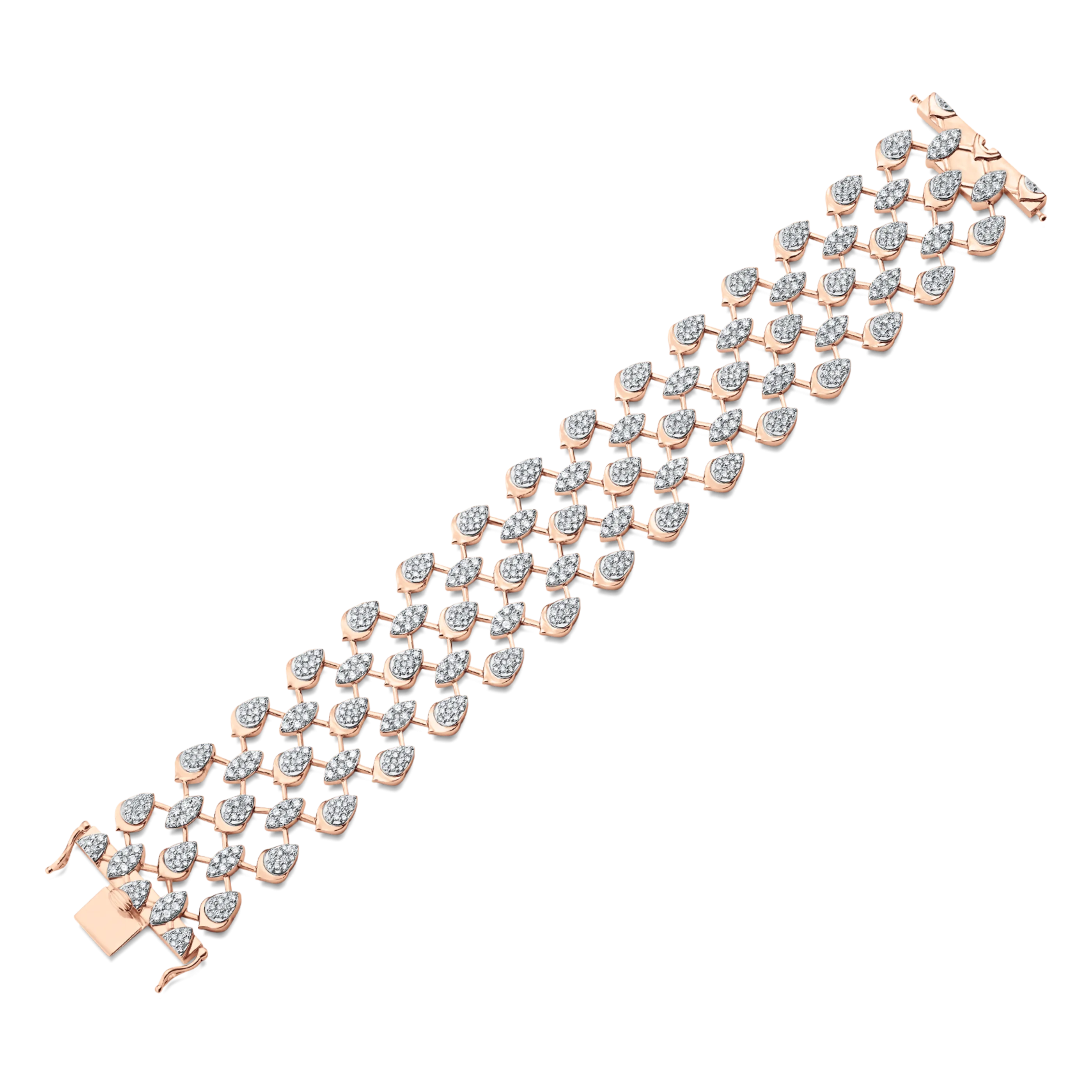 Lierre Gold and Diamond Five-Row Pear Marquise Statement Link Bracelet