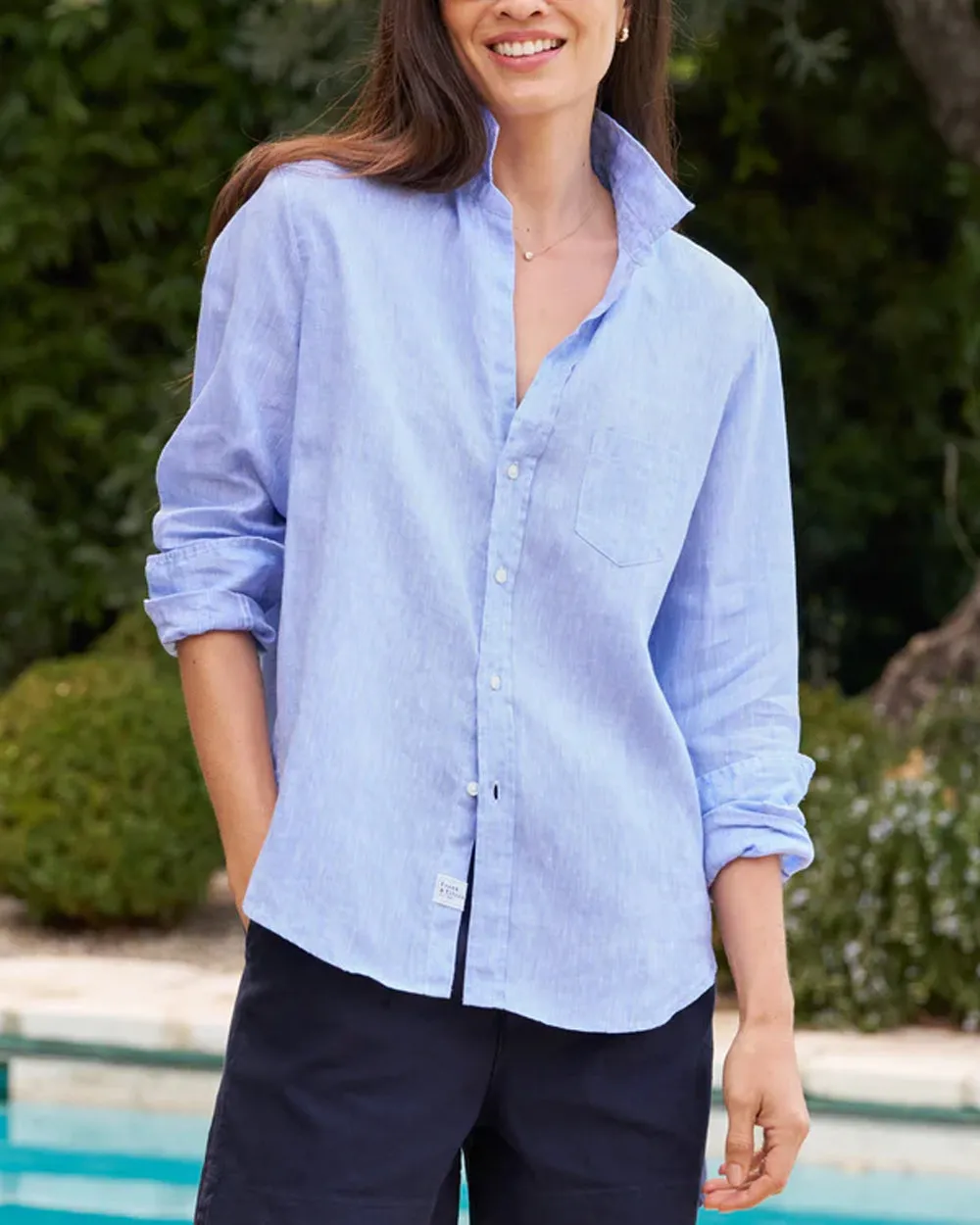 Light Blue Linen Eileen Button Up Shirt