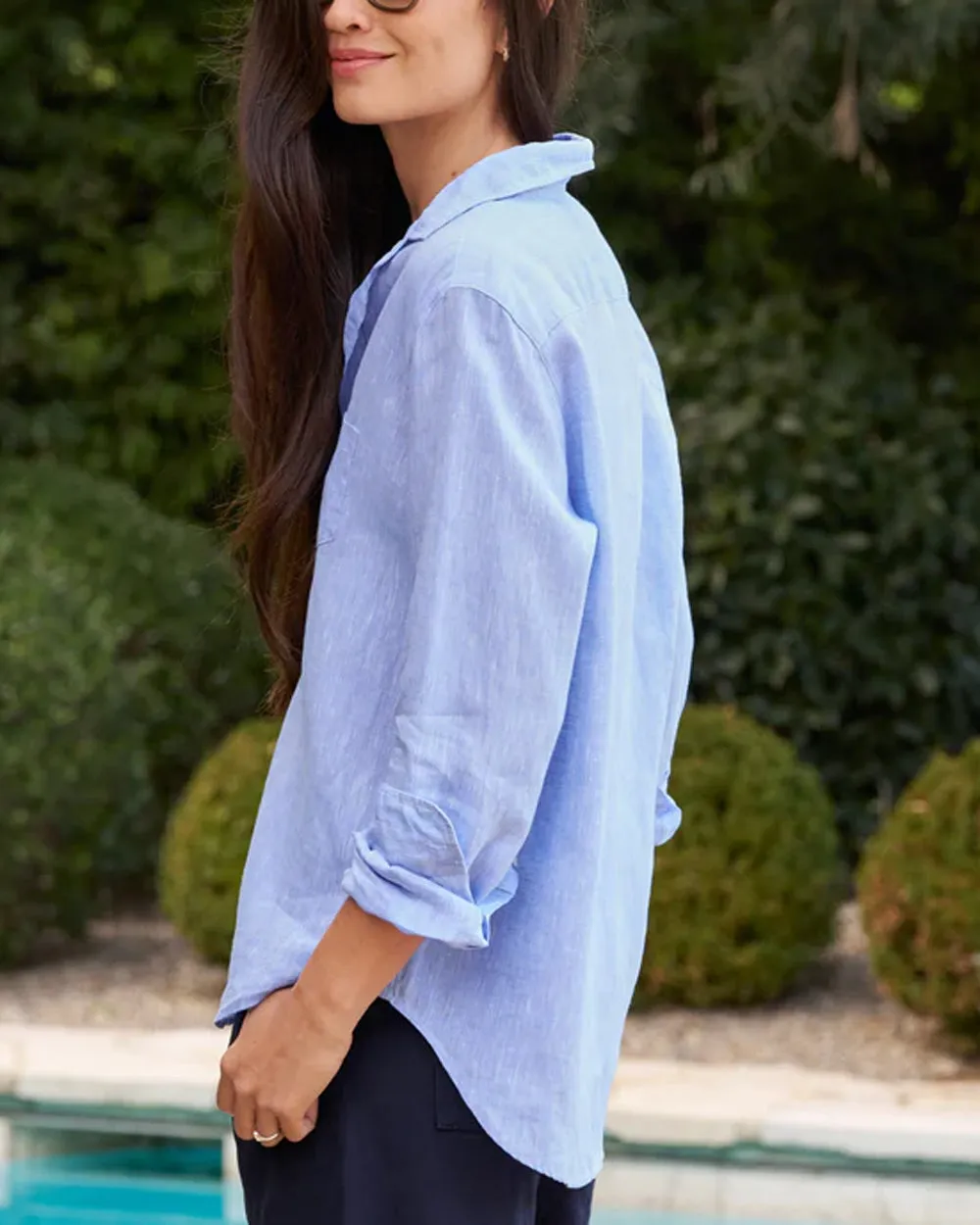 Light Blue Linen Eileen Button Up Shirt