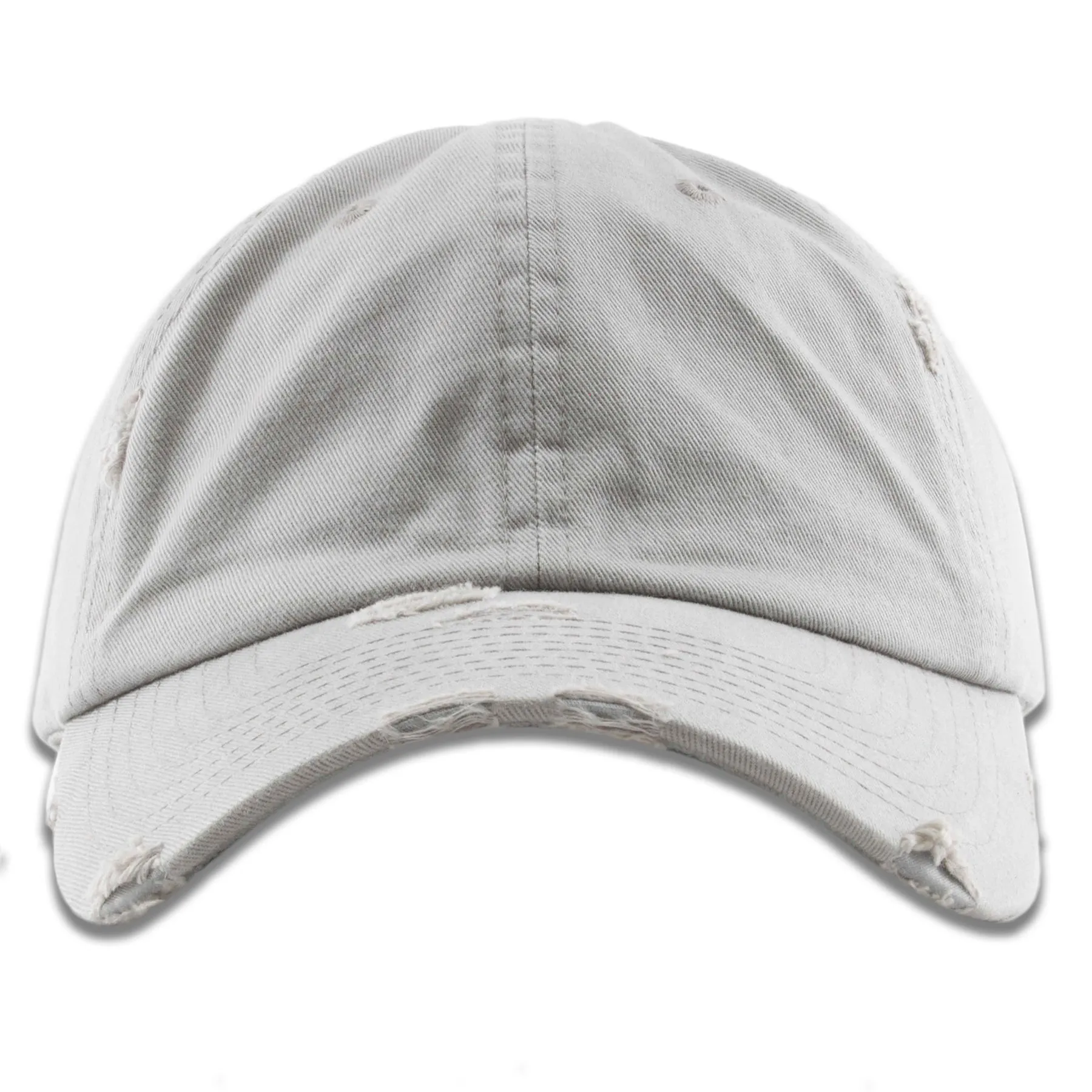 Light Gray Blank Distressed Dad Hat