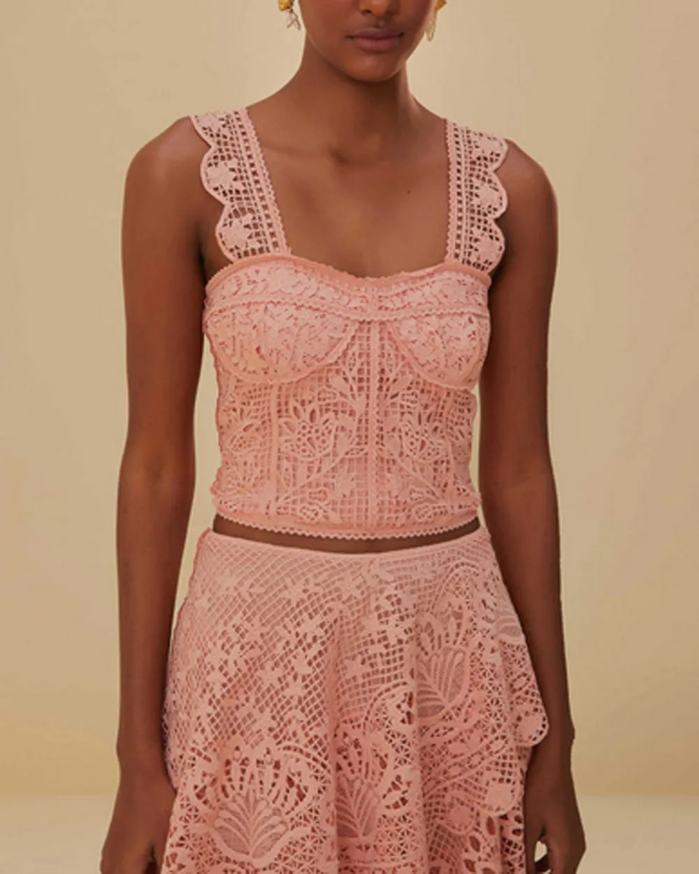 Light Pink Guipure Sleeveless Corset