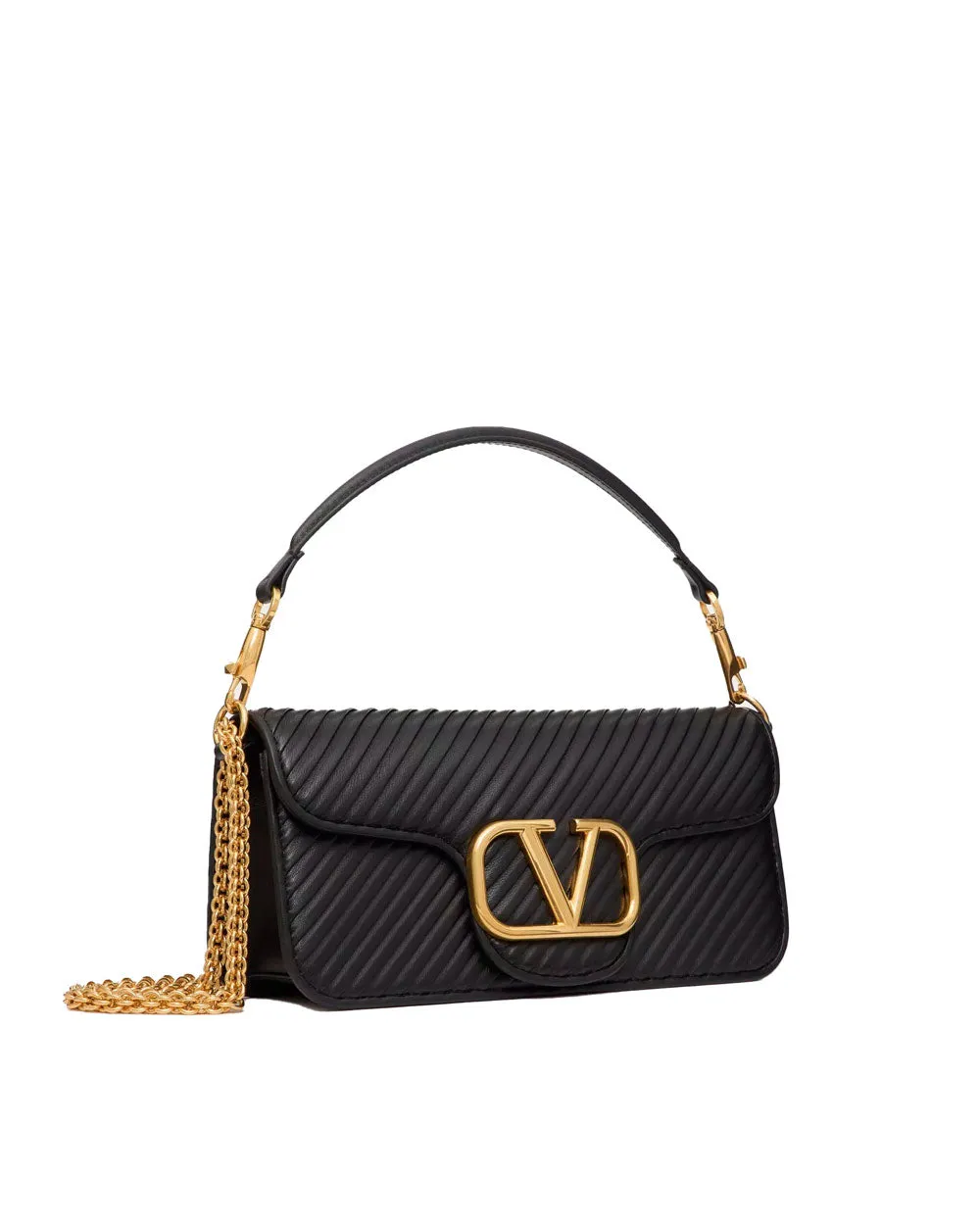 Loco Pleated Nappa Shoulder Bag in Nero