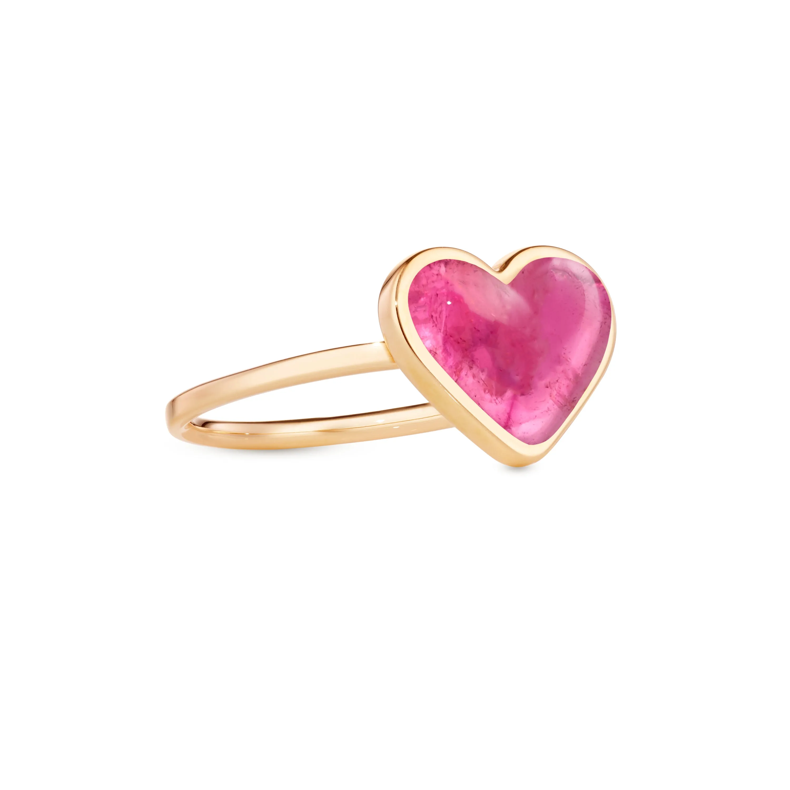 Love sticker ring yellow gold with pink tourmaline