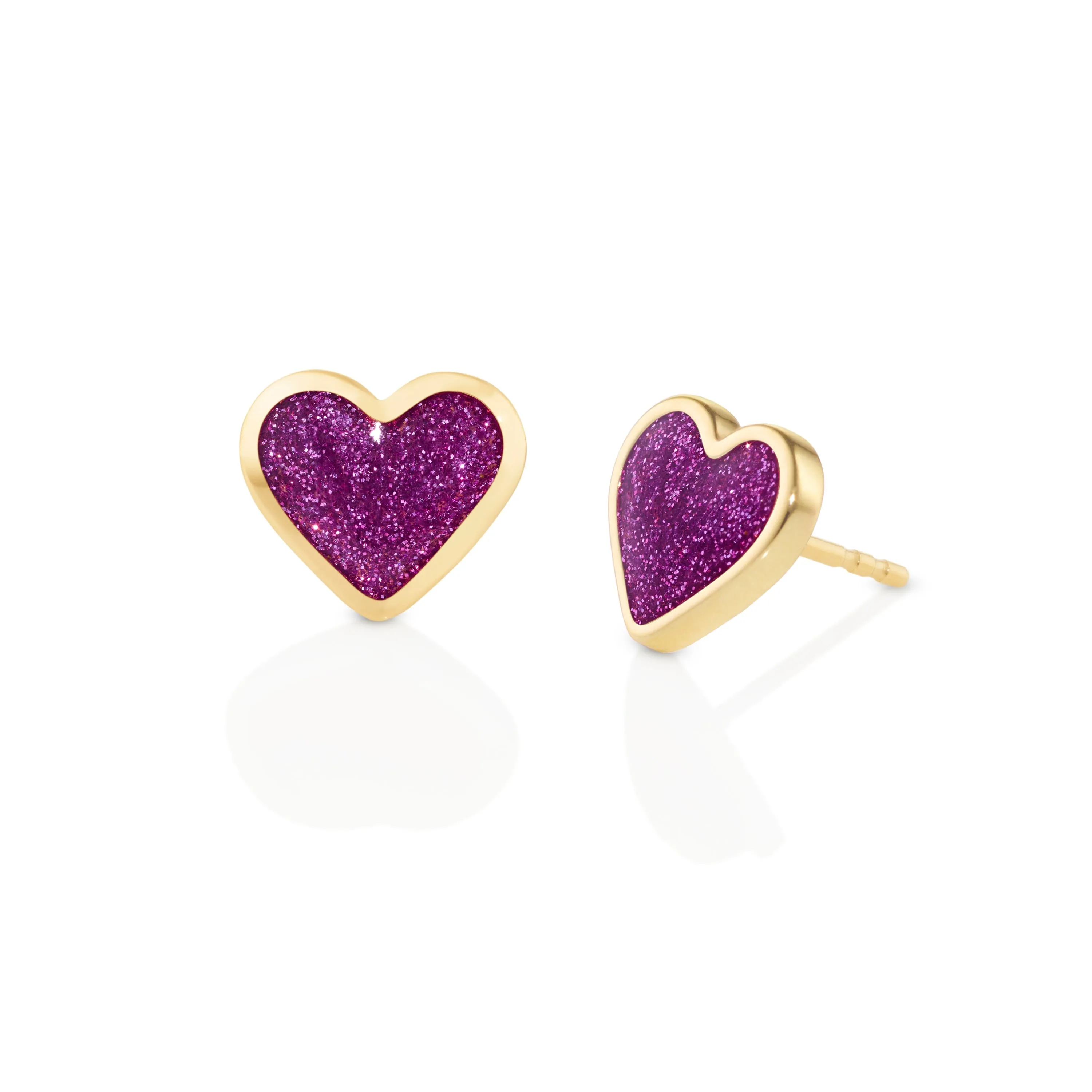 Love sticker studs yellow gold with enamel