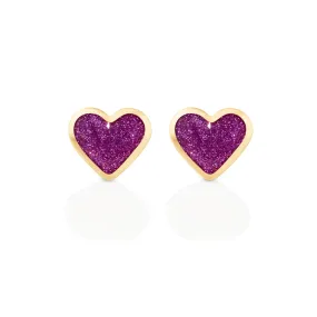 Love sticker studs yellow gold with enamel