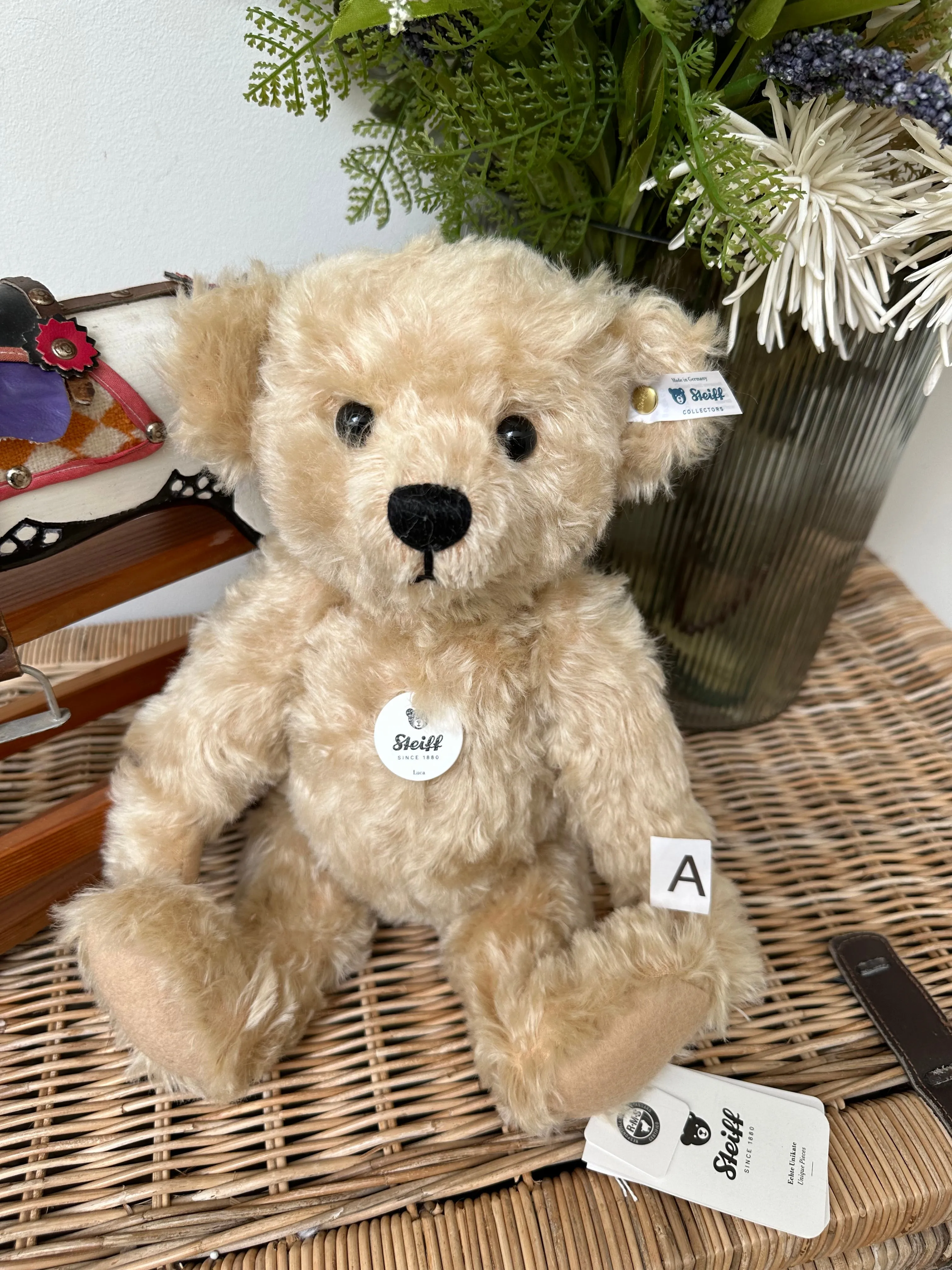 Luca Steiff Classic 35cm fully Jointed Blond Mohair Collectable Growler Teddy Bear